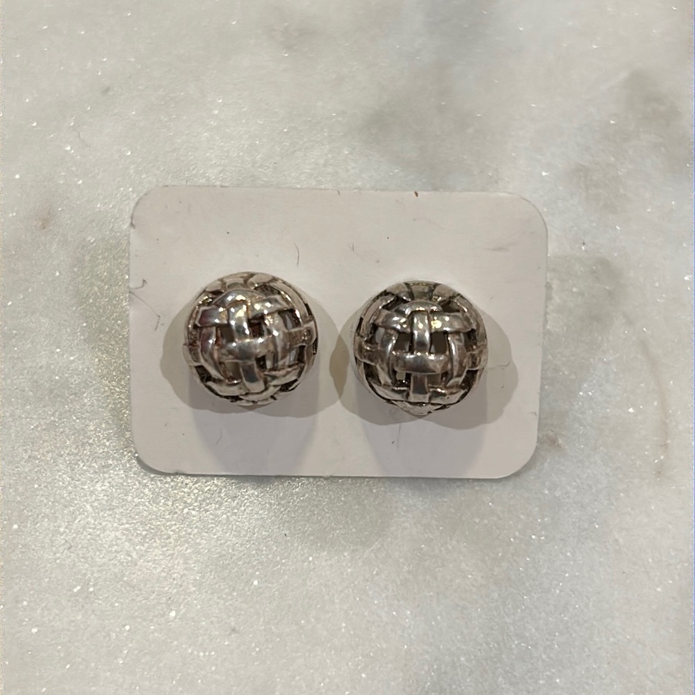 Sterling Silver Woven Ball Earrings